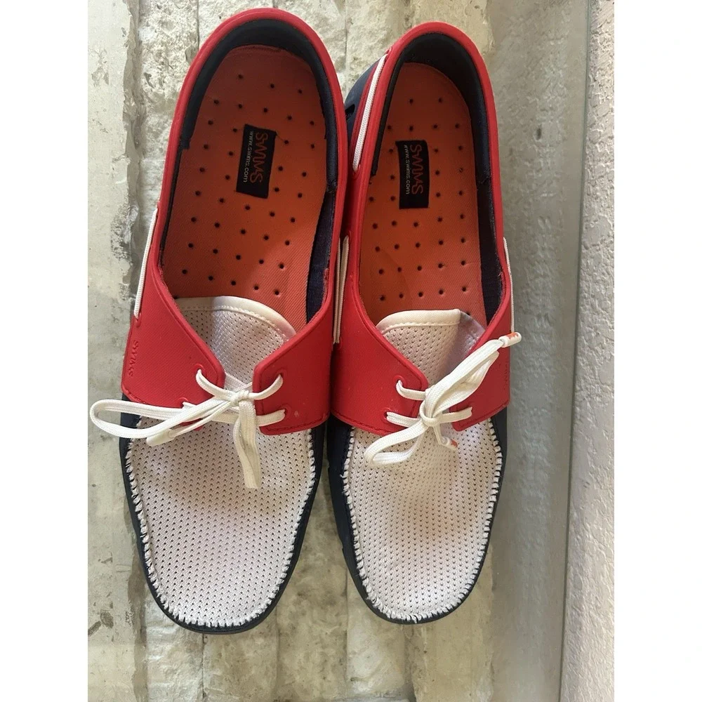 SWIMS Mens Size 10  Mesh Water Boat Pool Loafers Shoes Slip Patriotic Colors